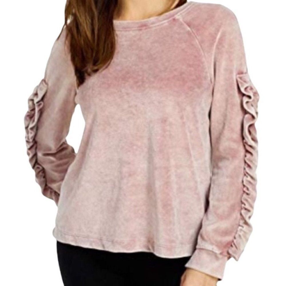 Cupio Blush Women's Velour Top with Ruffles Size Medium - New